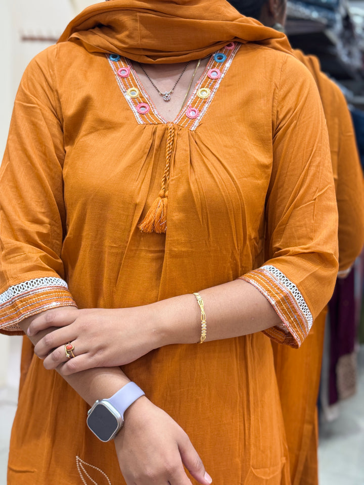 Soft Mul Cotton 3 Pcs Kurta Set | R122