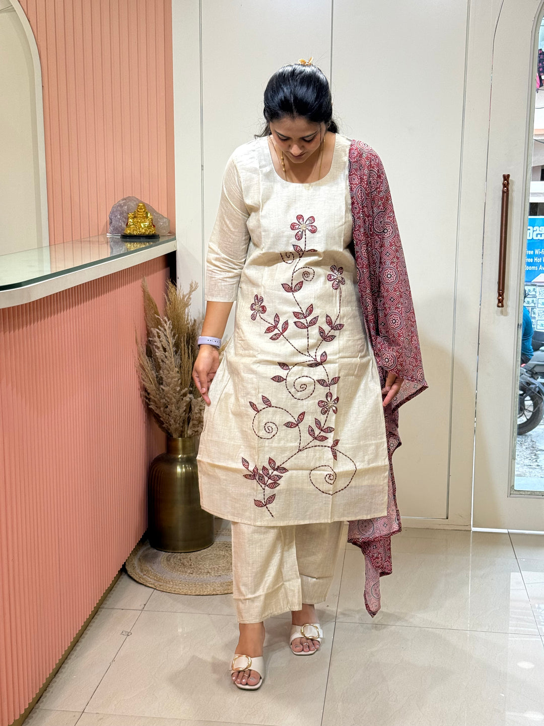 Pure Jamdhani Designer 3 Pcs Set Collection (Cotton Lining)| R211