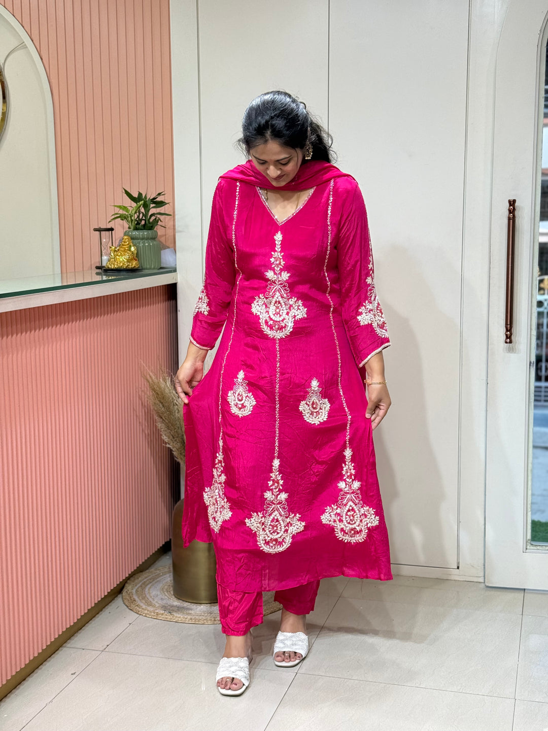 Pure Chinon Festive Collection | Full Handwork, Sequin &amp; Cut Dana | R177