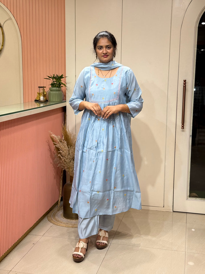 Mul Chanderi with Cute Embroidery work | R208