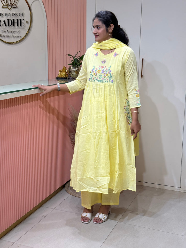 Pure Mul Cotton with embroidery Work (Pockets Available Both Sides)| R190