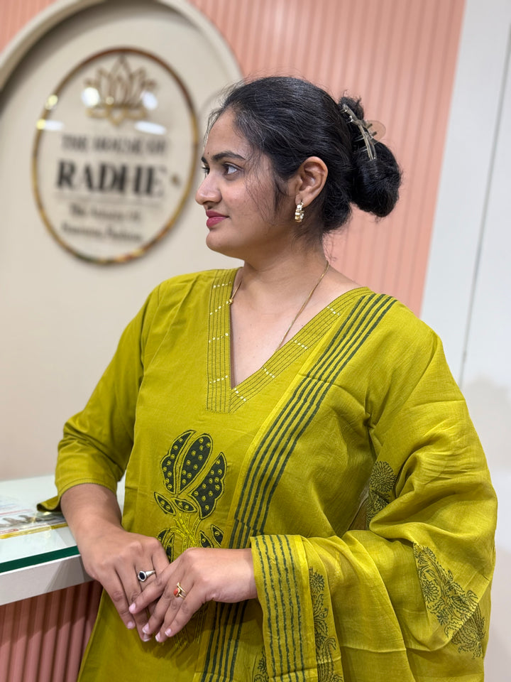 Cotton 3 Pc Kurta Set – Patch Work Collection | R146