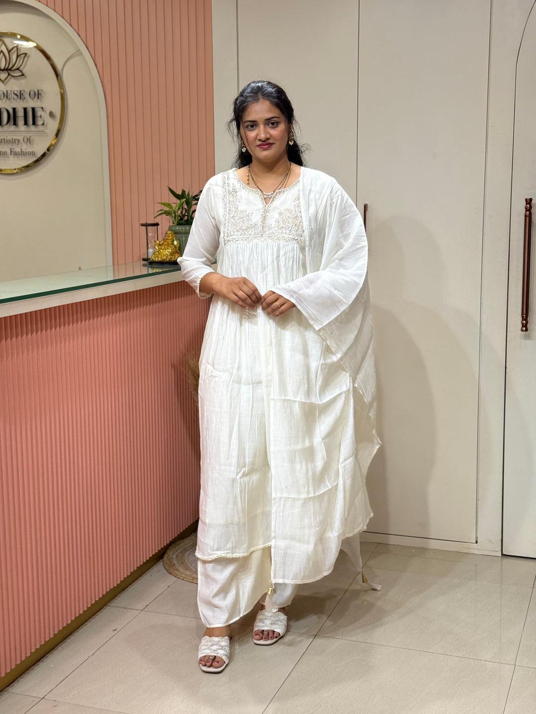 Mul Chanderi Collection with Handwork ( Cotton Lining )| R217