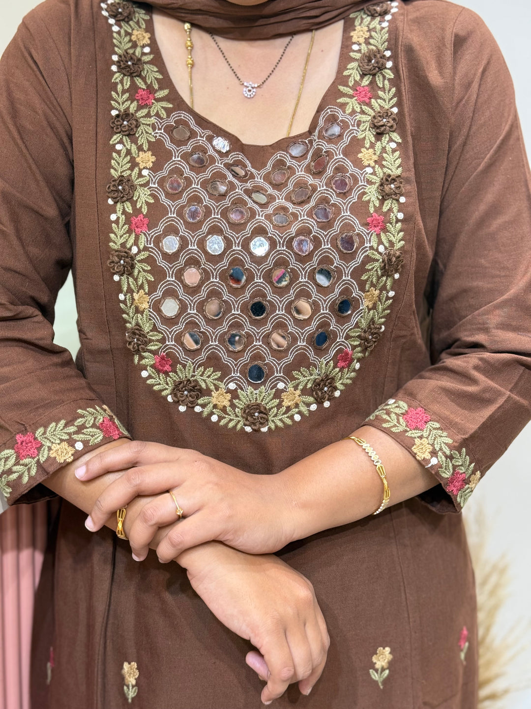 Khadi Cotton 3 Pcs Set Collection | Embroidery and Real Mirror Work | R145