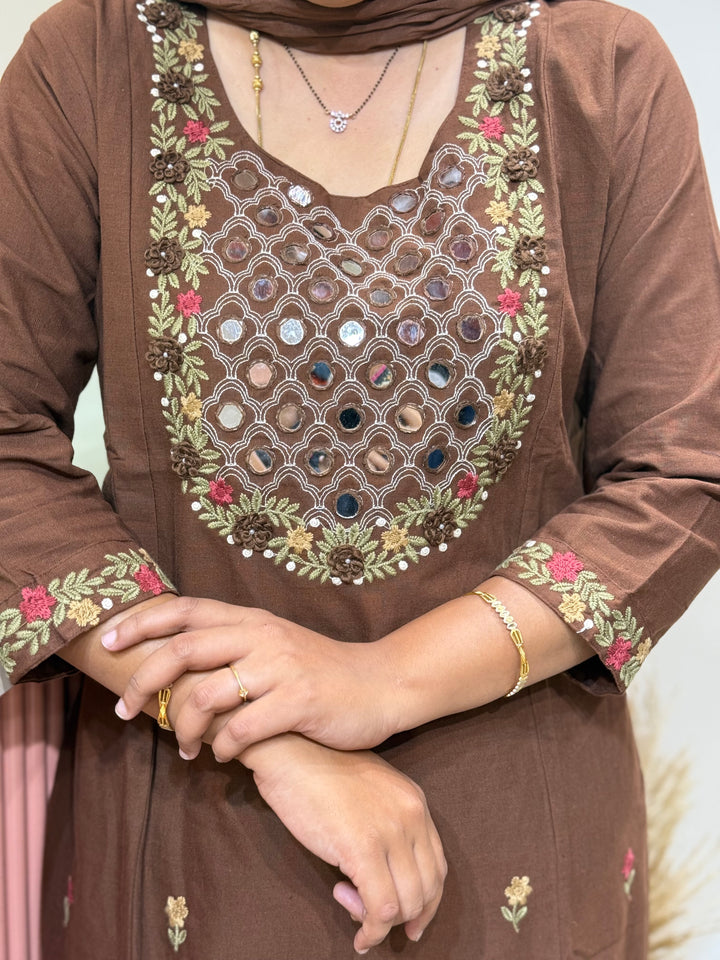 Khadi Cotton 3 Pcs Set Collection | Embroidery and Real Mirror Work | R145