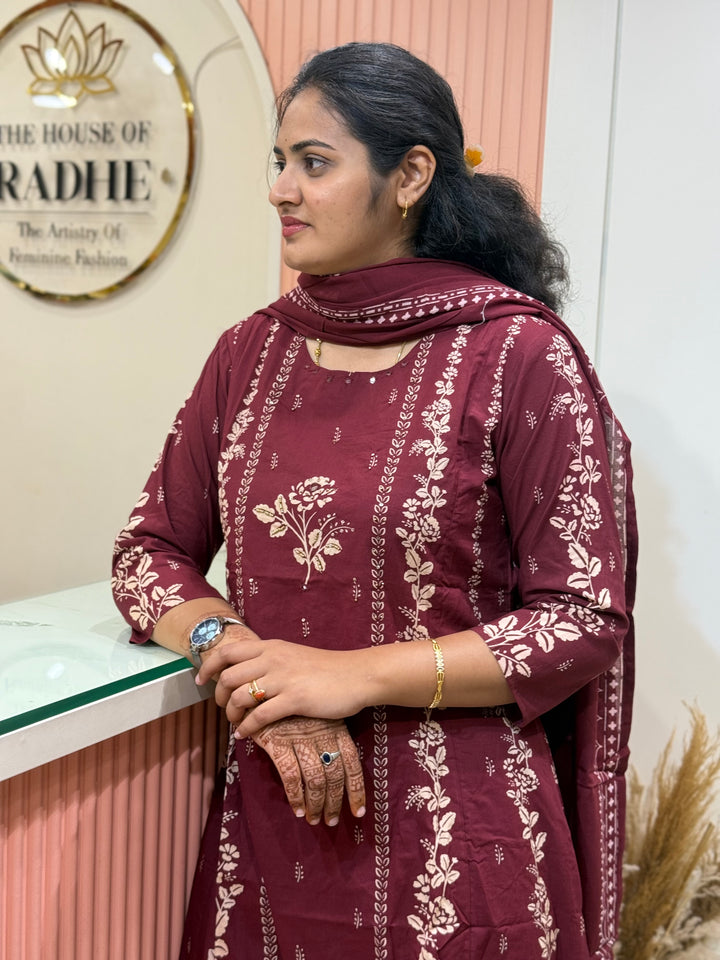 A-Line Cotton 3 Pcs Collection With Full Length Dupatta | R178