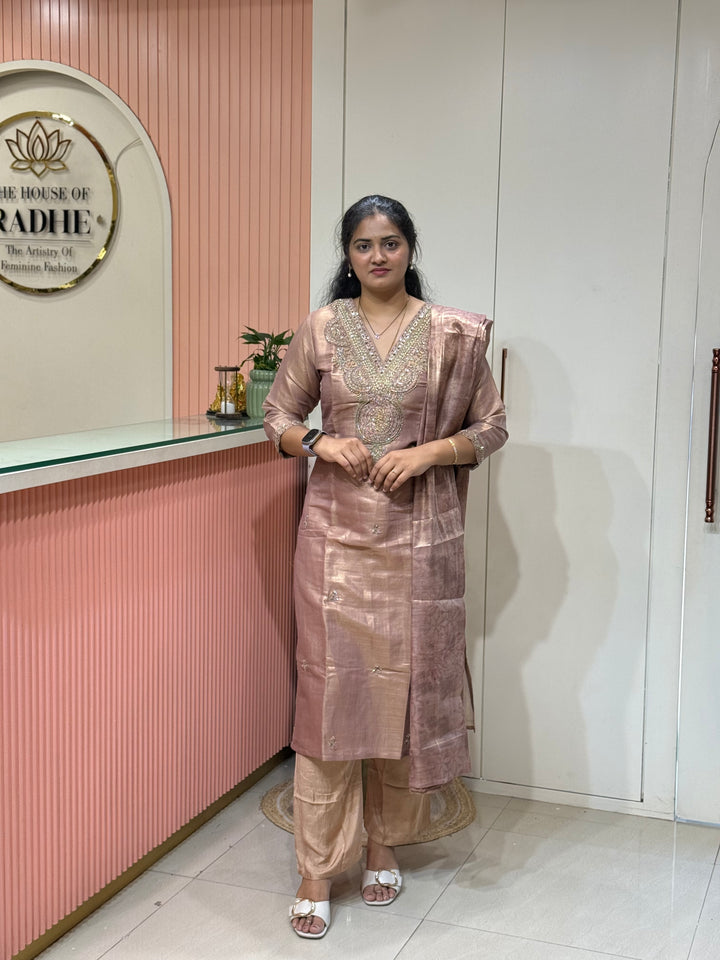 Kanjivaram Tissue Collection | Handwork Yoke | Full-Length Dupatta | R228