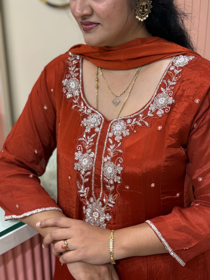 Pure Chinon Handwork Collection Party Wear | R177