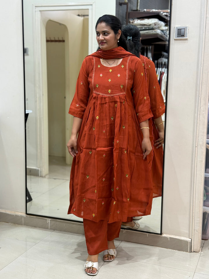 Mul Chanderi with cute Embroidery work | R208