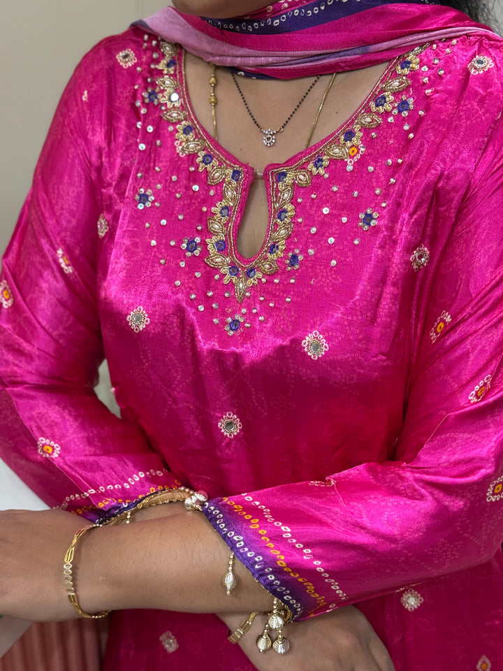 Gaji Satin Collection with Bandini print ( Dupatta Gaji Satin ) | R229