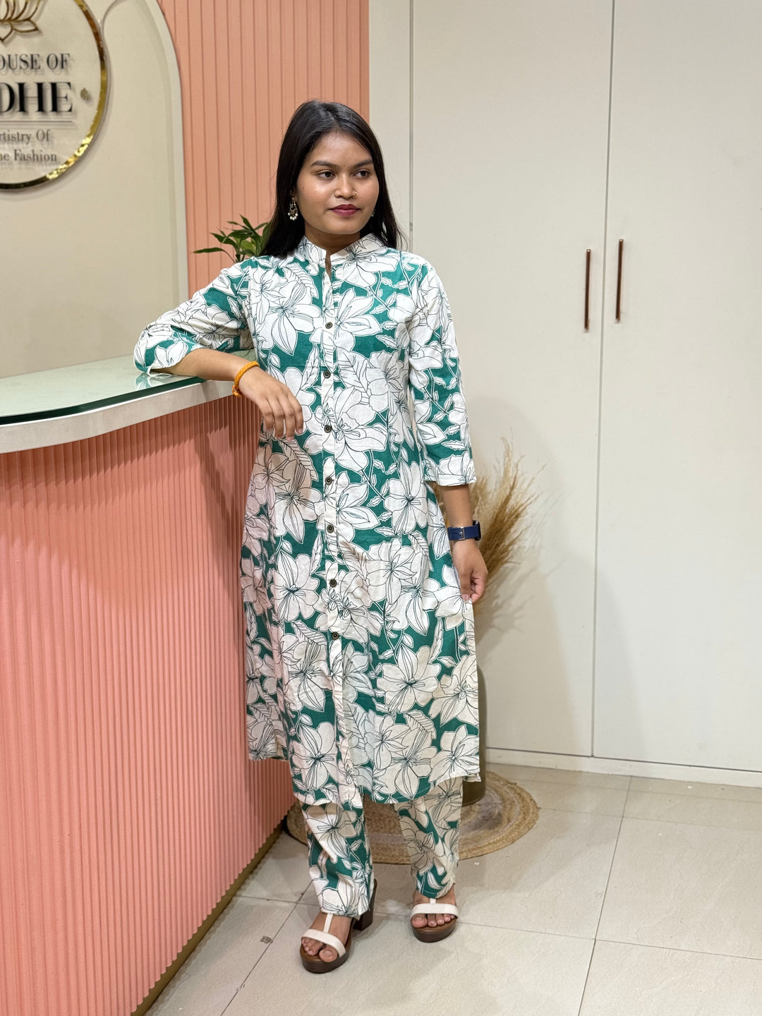 Flex Cotton 2 piece collection with floral work | R137