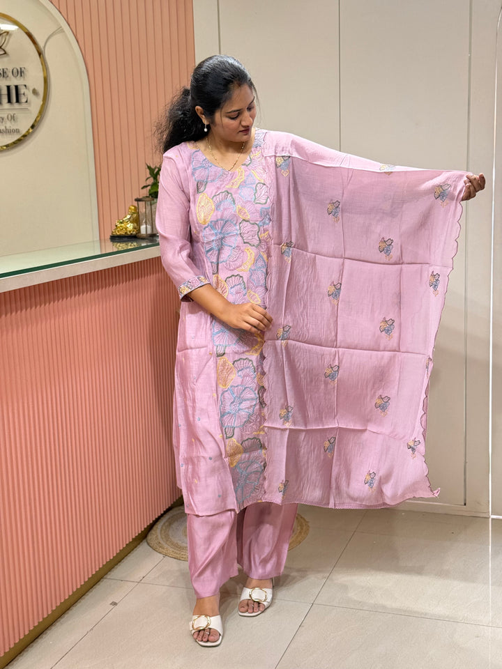 Mul Chanderi with Embroidery work ( Cotton Lining )| R204