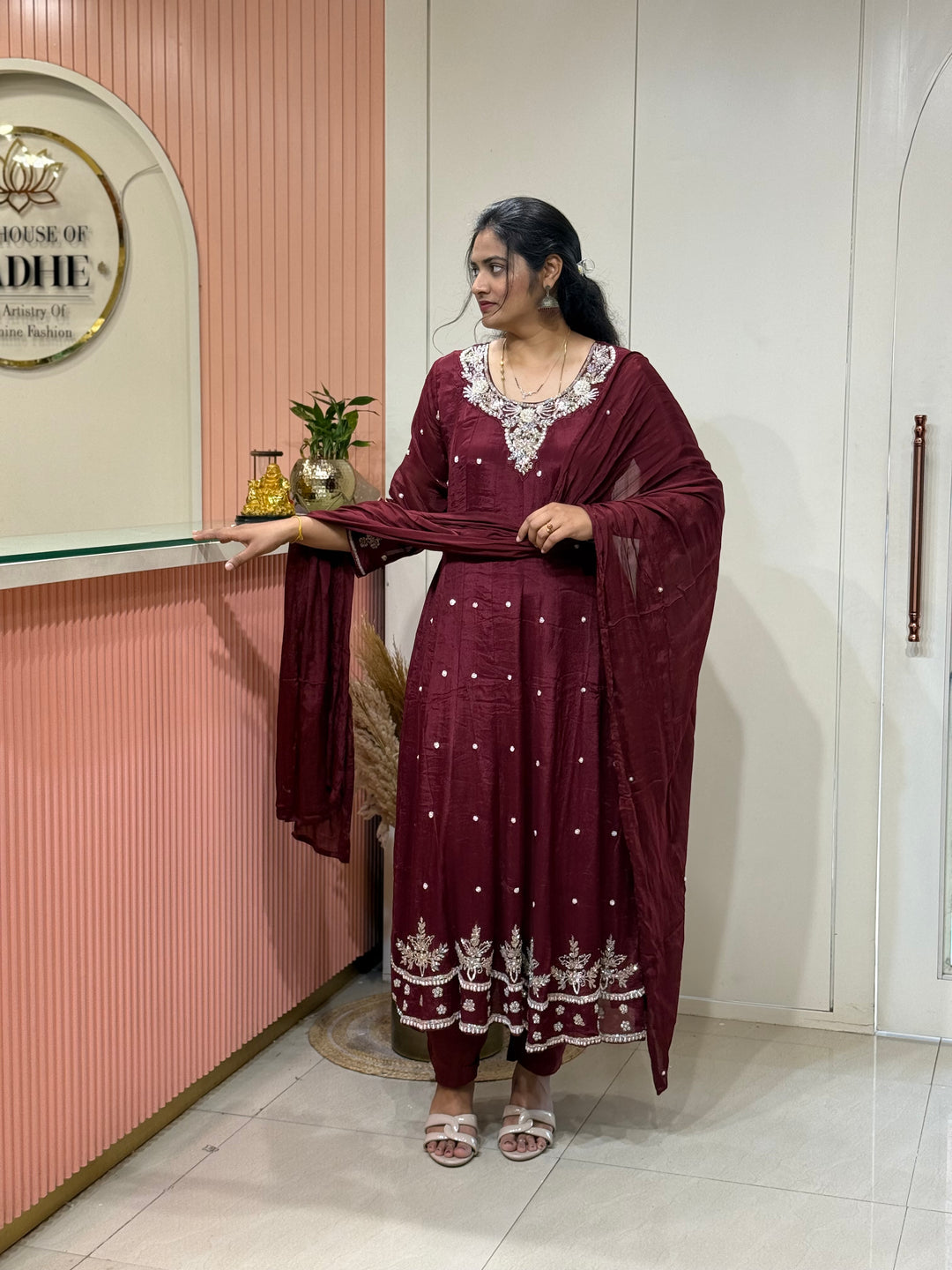 Pure Chinon Handwork Collection Party Wear  | R177