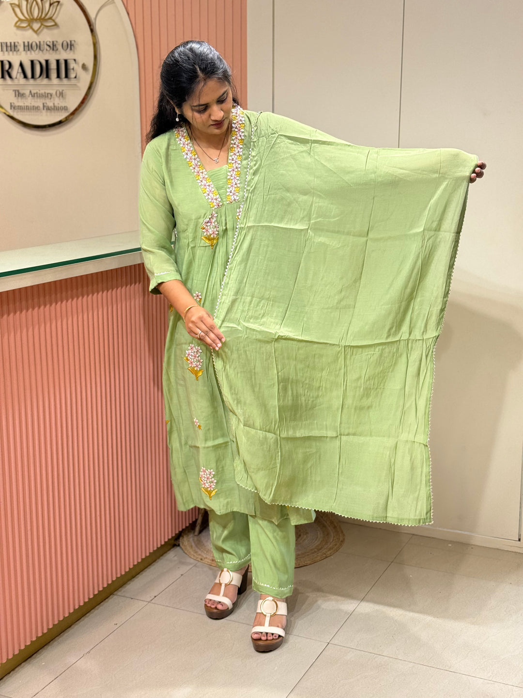 Pure Mul Chanderi handwork collection A Line Pattern | R229