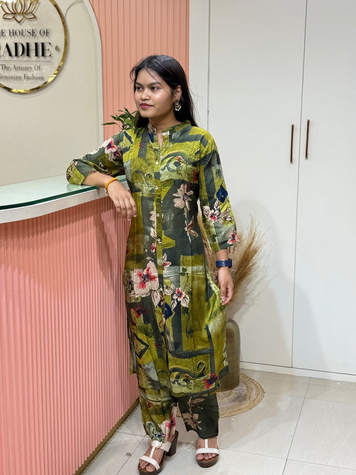 Rayon 2 piece collection with floral work | R137