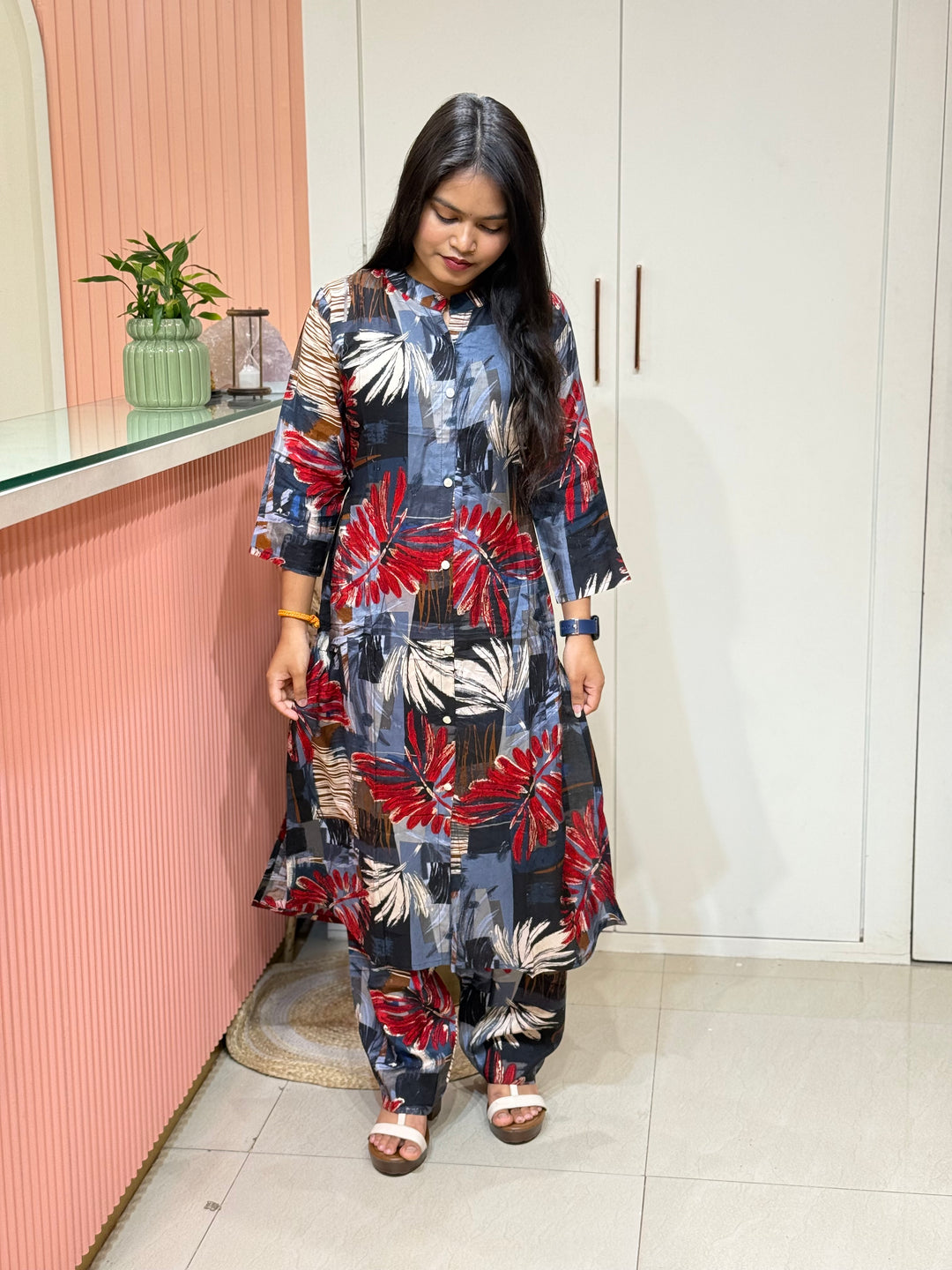 Rayon 2 piece collection with floral work | R137