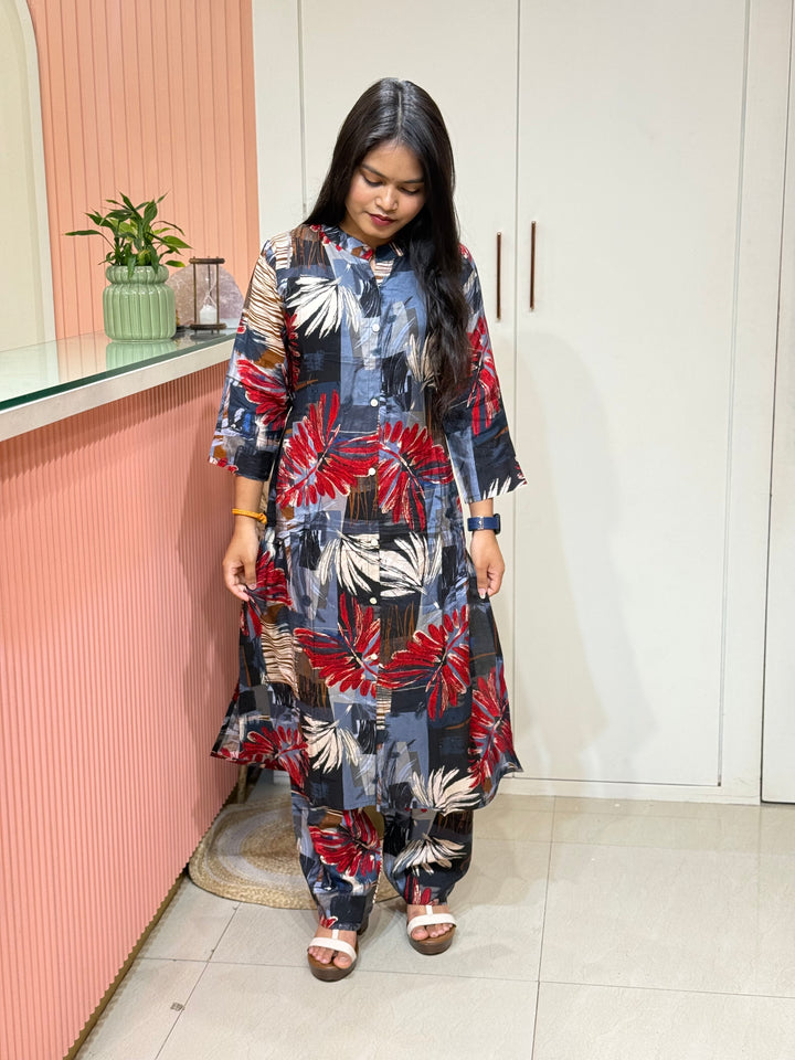 Rayon 2 piece collection with floral work | R137