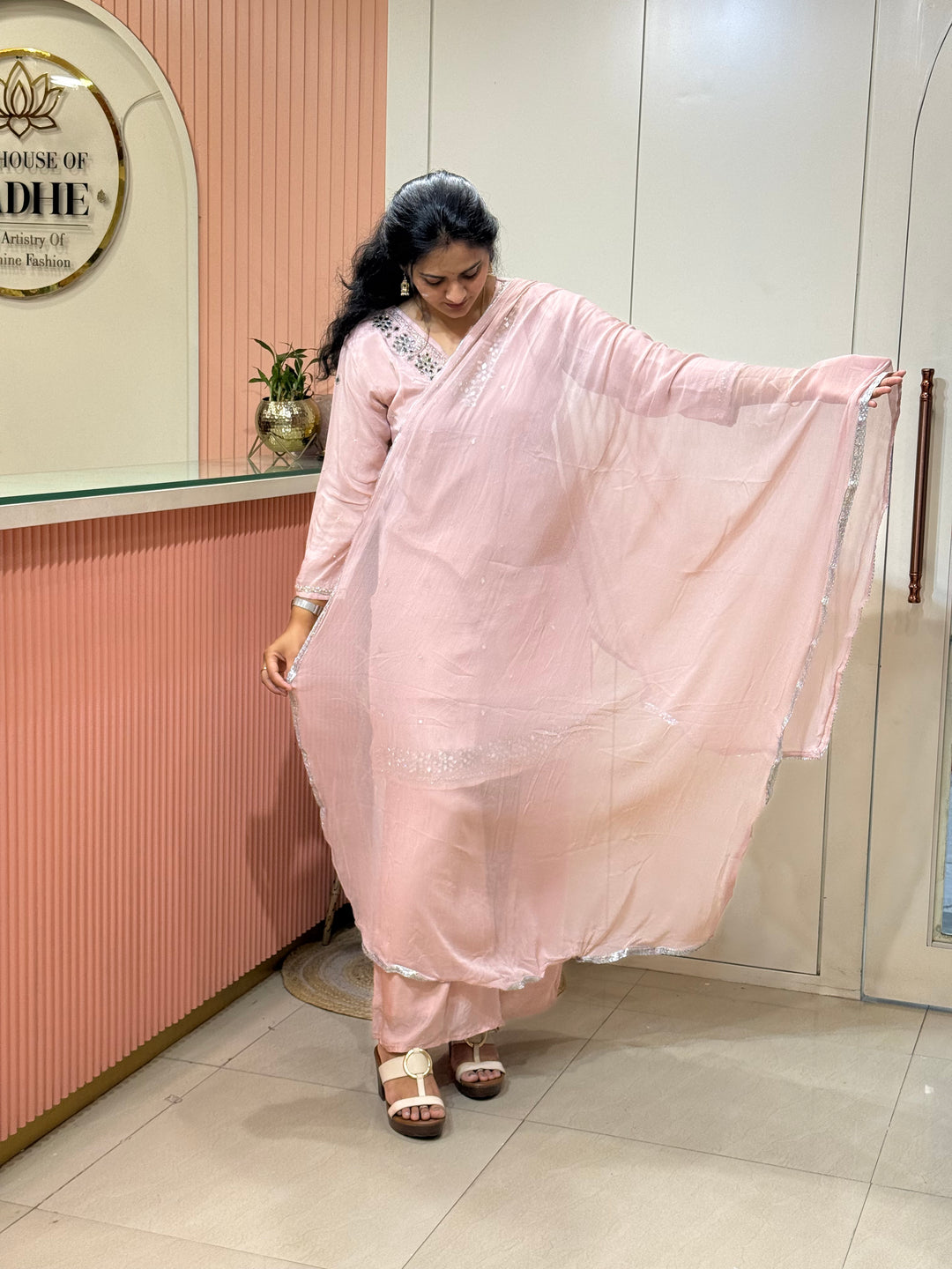 Designer Chinon Collection With Real Mirror Work | R177