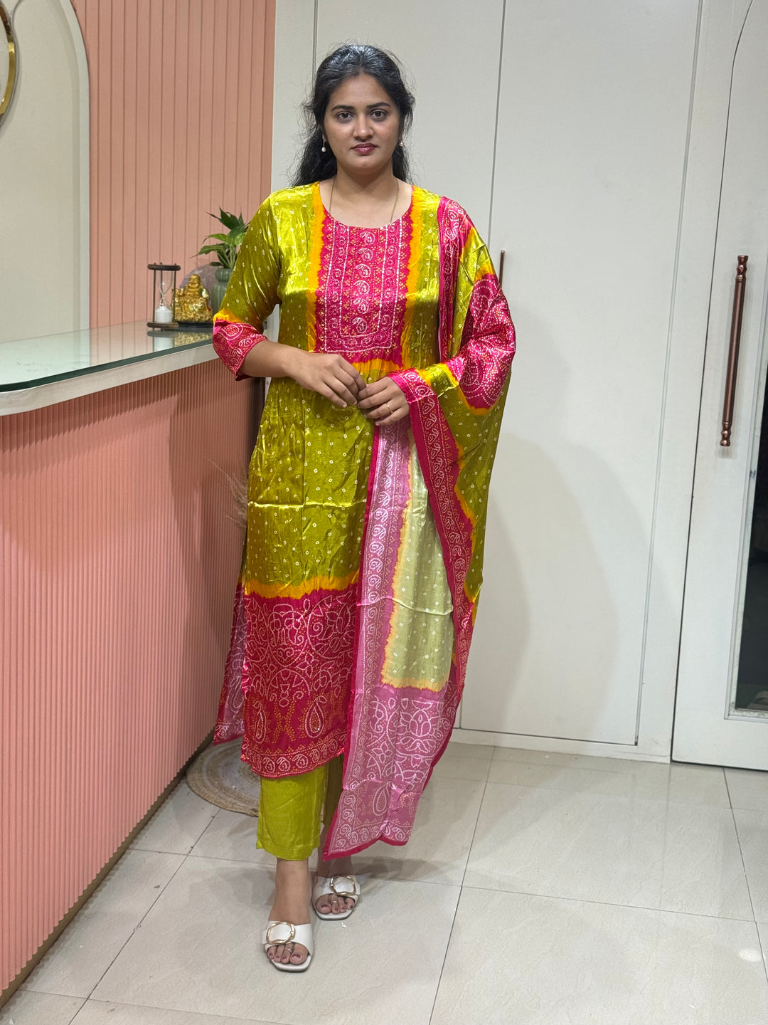 Gaji Satin Collection with Bandini print ( Dupatta Gaji Satin ) | R227