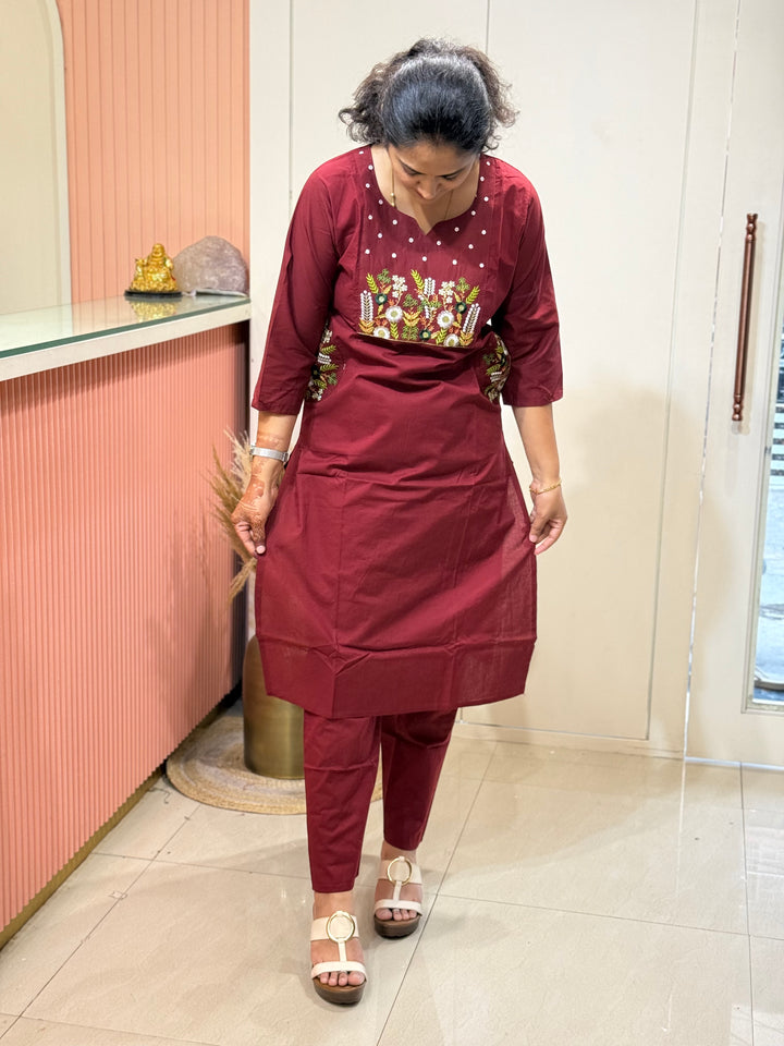Cotton 2 Pc Kurta Set – Embroidered Collection | R137