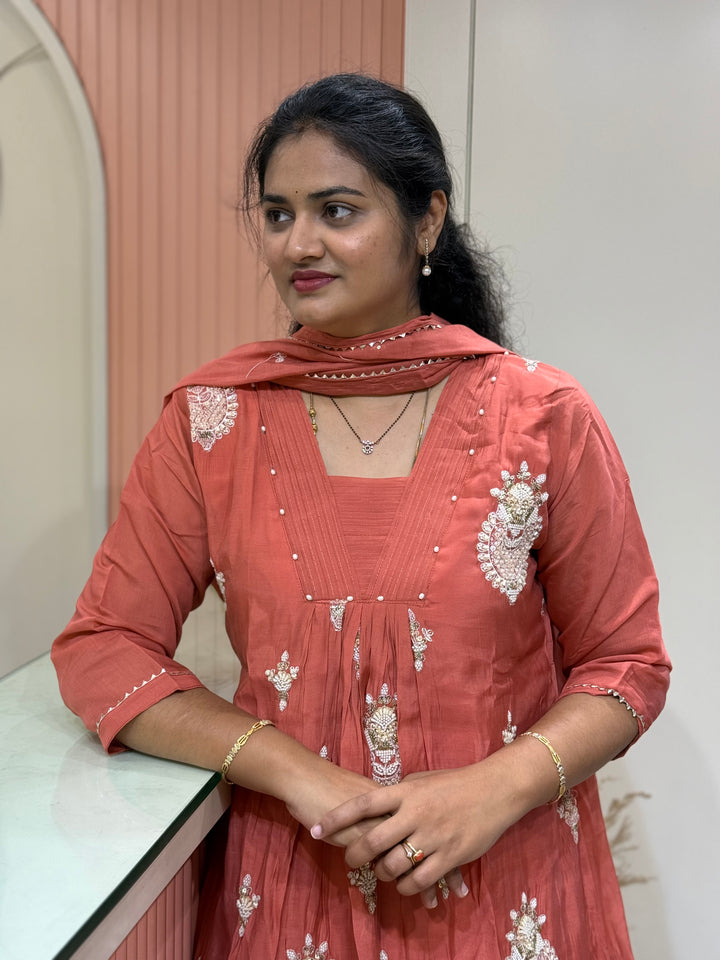 Pure Mul Chanderi handwork collection A Line Pattern | R229