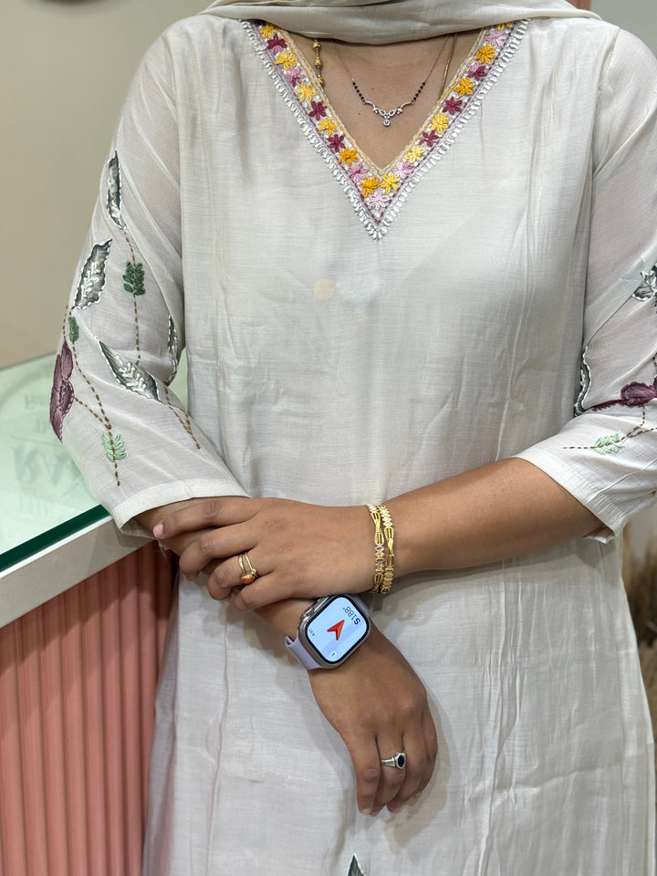 Mul Chanderi Collection with Hand Brush paint and Embroidery work (Cotton Lining) | R206