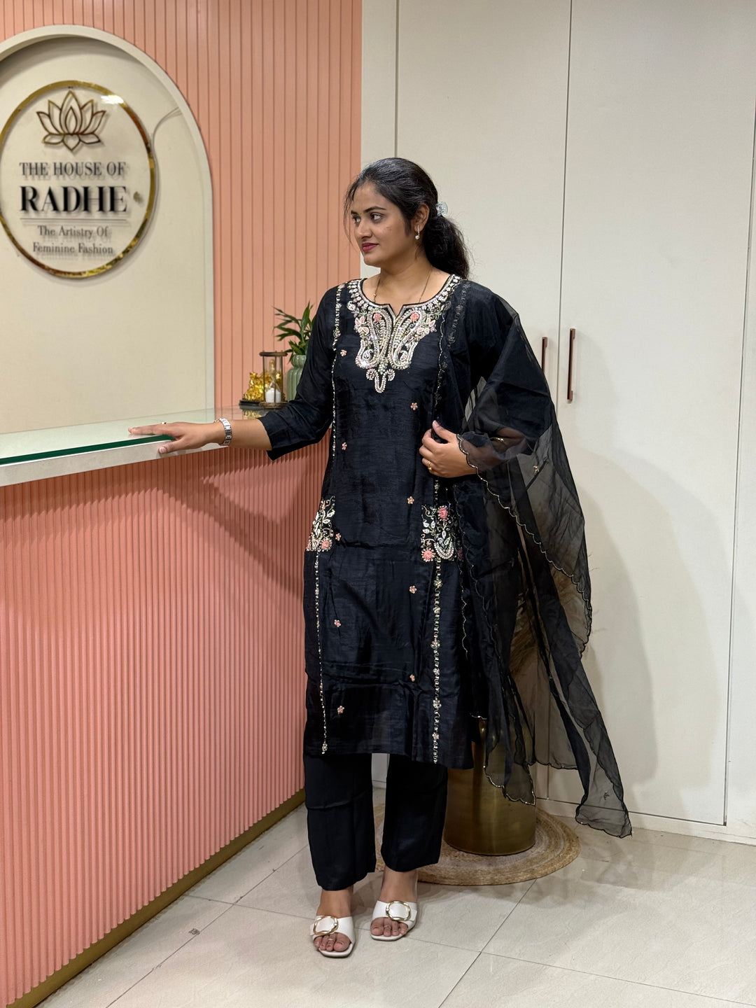Dola Silk 3Pcs Collection with Handwork | R218