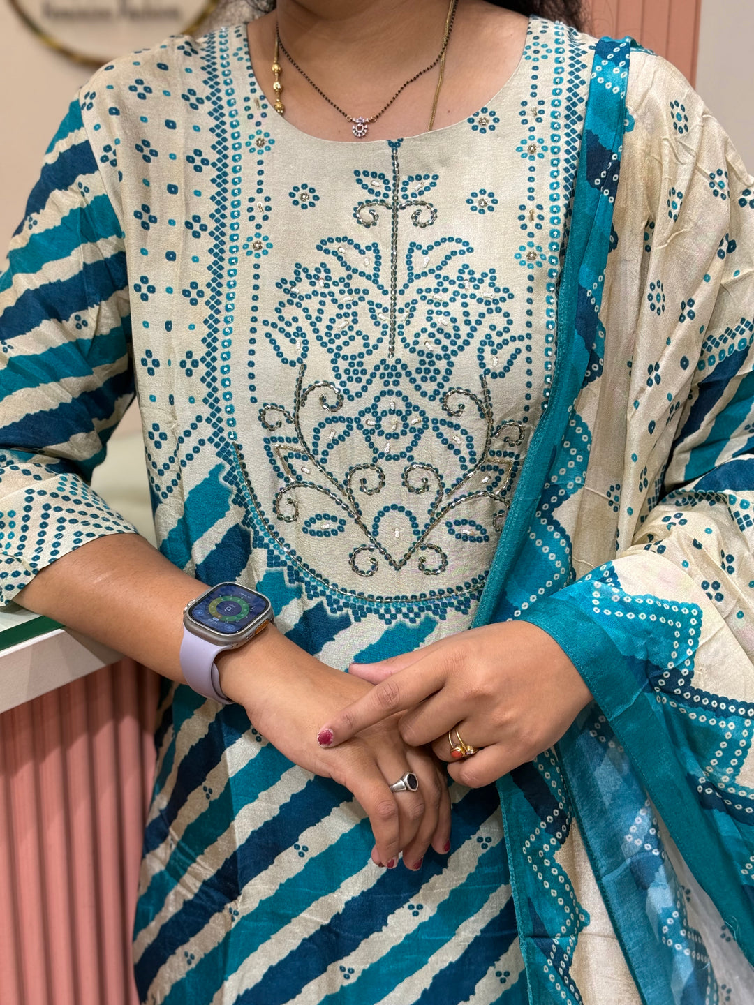 Tusser fabric with Bandhani design Collection (Cotton Lining )| R227