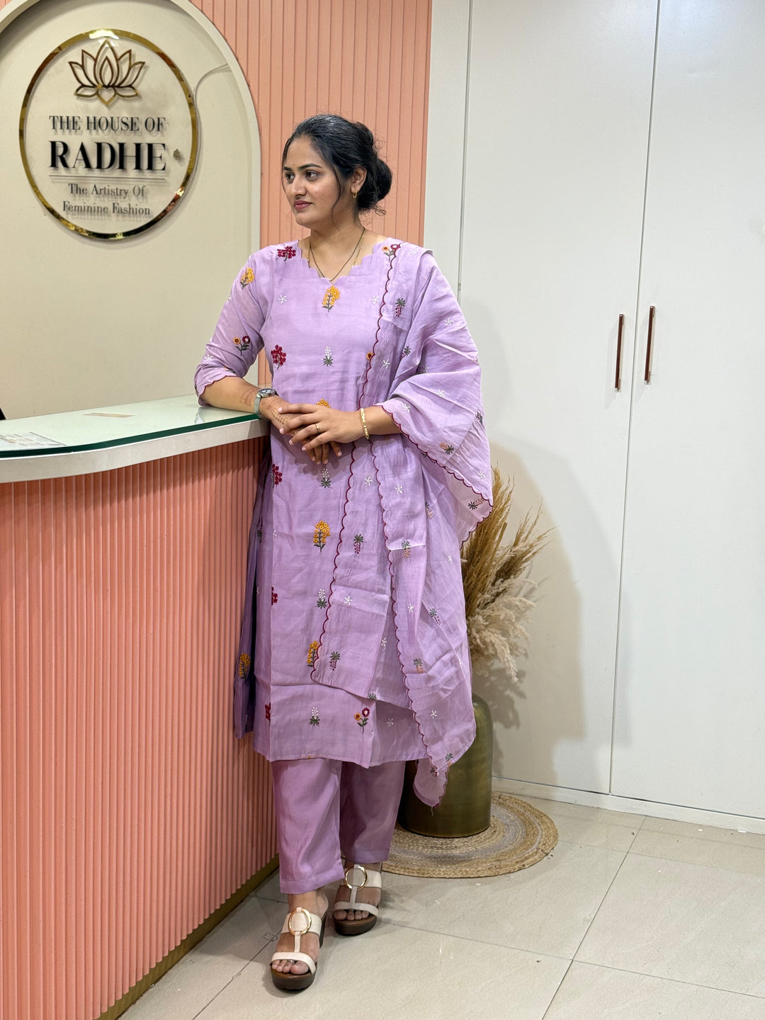Mul Chanderi Embroidery Collection – Elegant Flare Pattern | R179