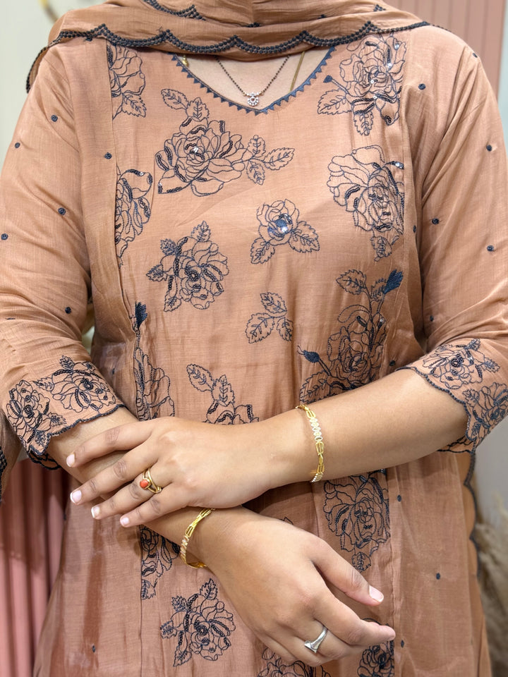 Mul Chanderi with Embroidery Work (Cotton Lining) | R138