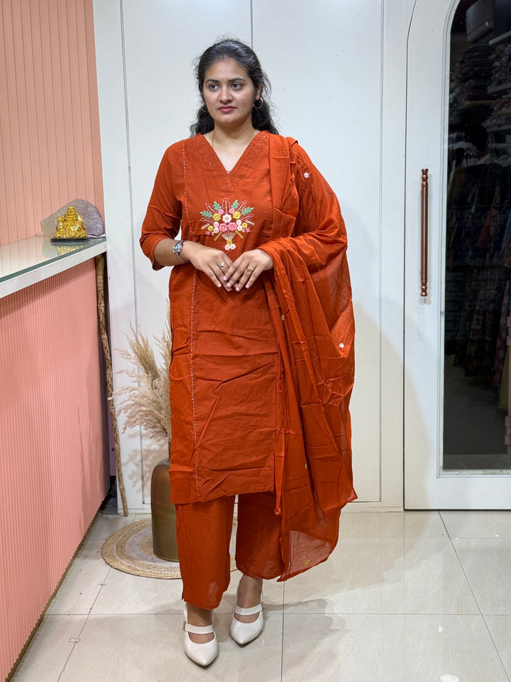 Hand Embroidered 3 Pc Cotton Collection – Summer Special | R166