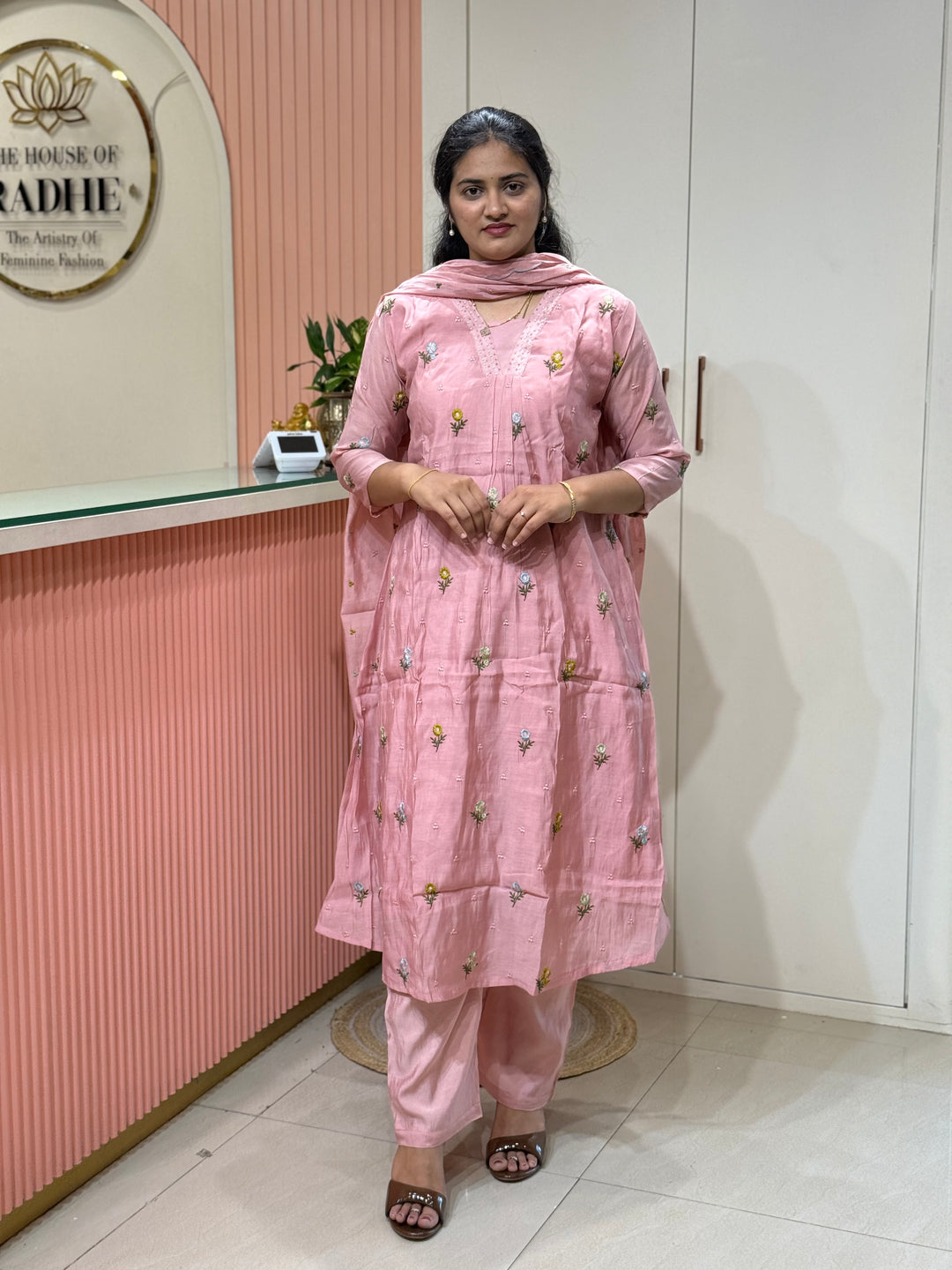 Mul Chanderi with Beautiful  Embroidery work| R209