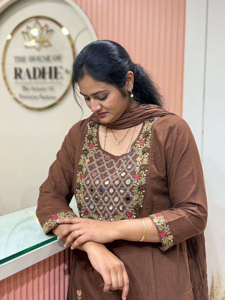 Khadi Cotton 3 Pcs Set Collection | Embroidery and Real Mirror Work | R145