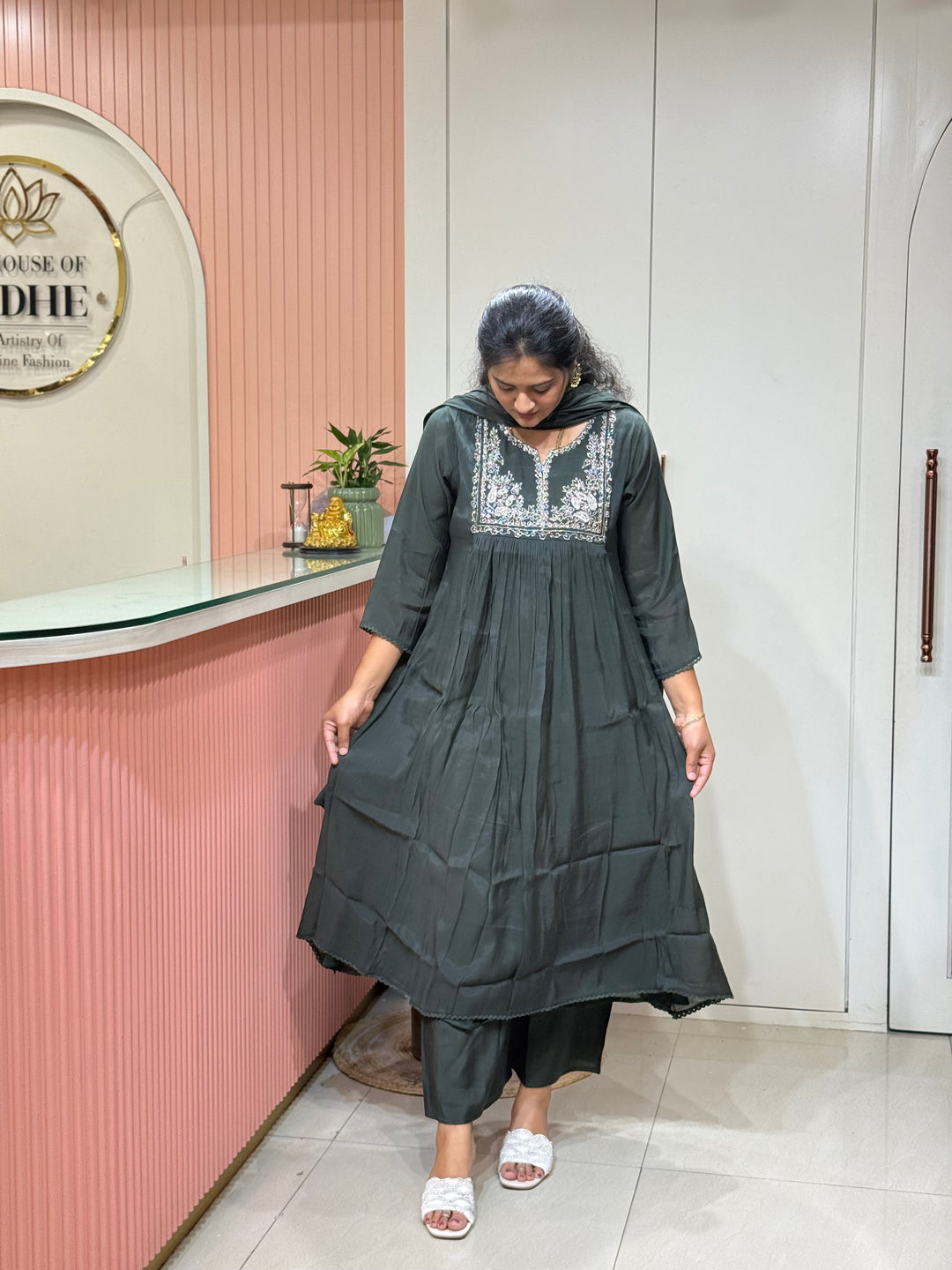Mul Chanderi Collection with Handwork ( Cotton Lining )| R217