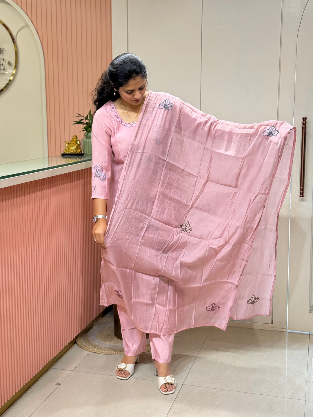 Mul Chanderi Collection with Floral Work | R226