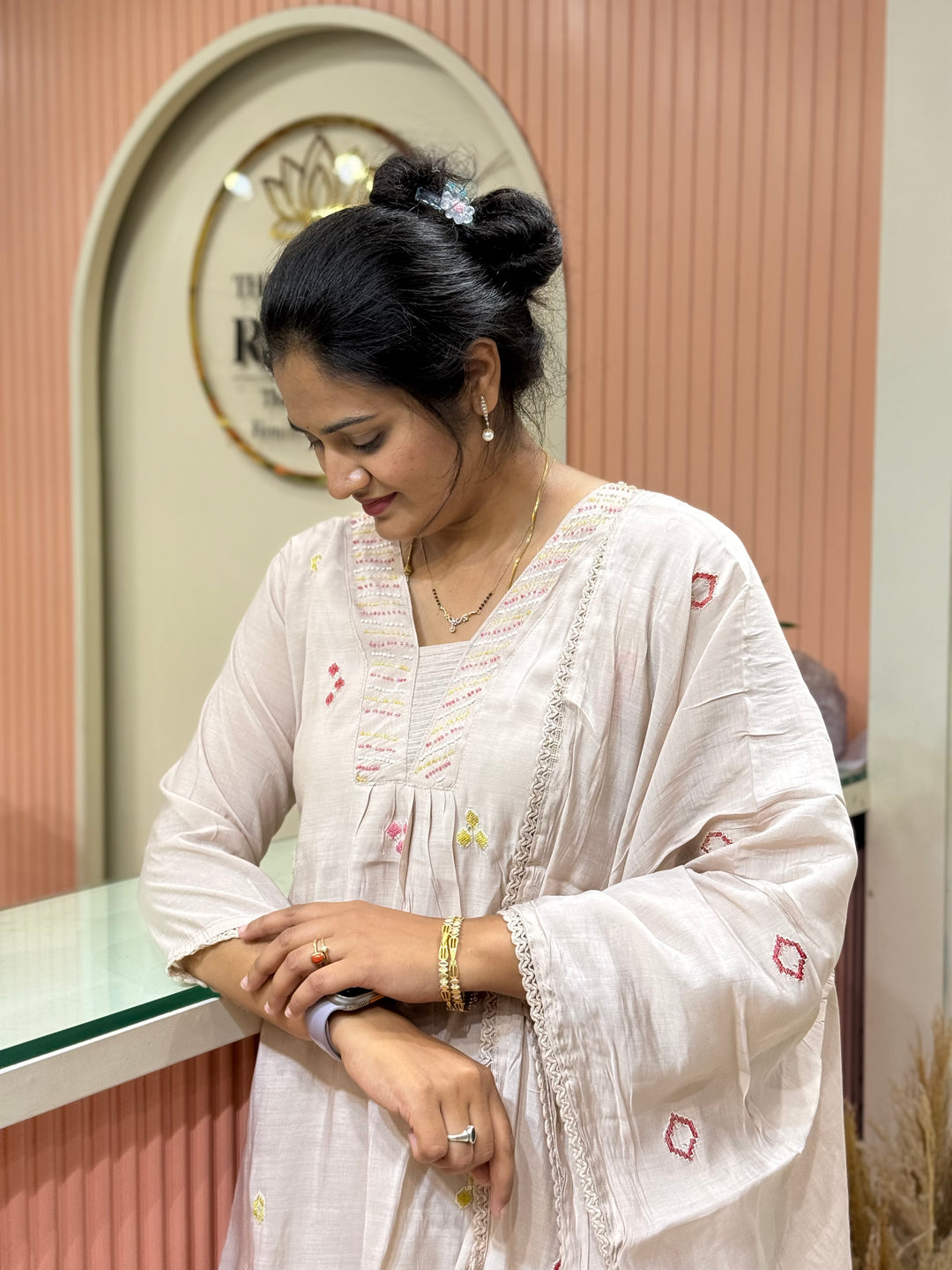 Mul Chanderi Collection with Embroidery work (Cotton Lining)| R204