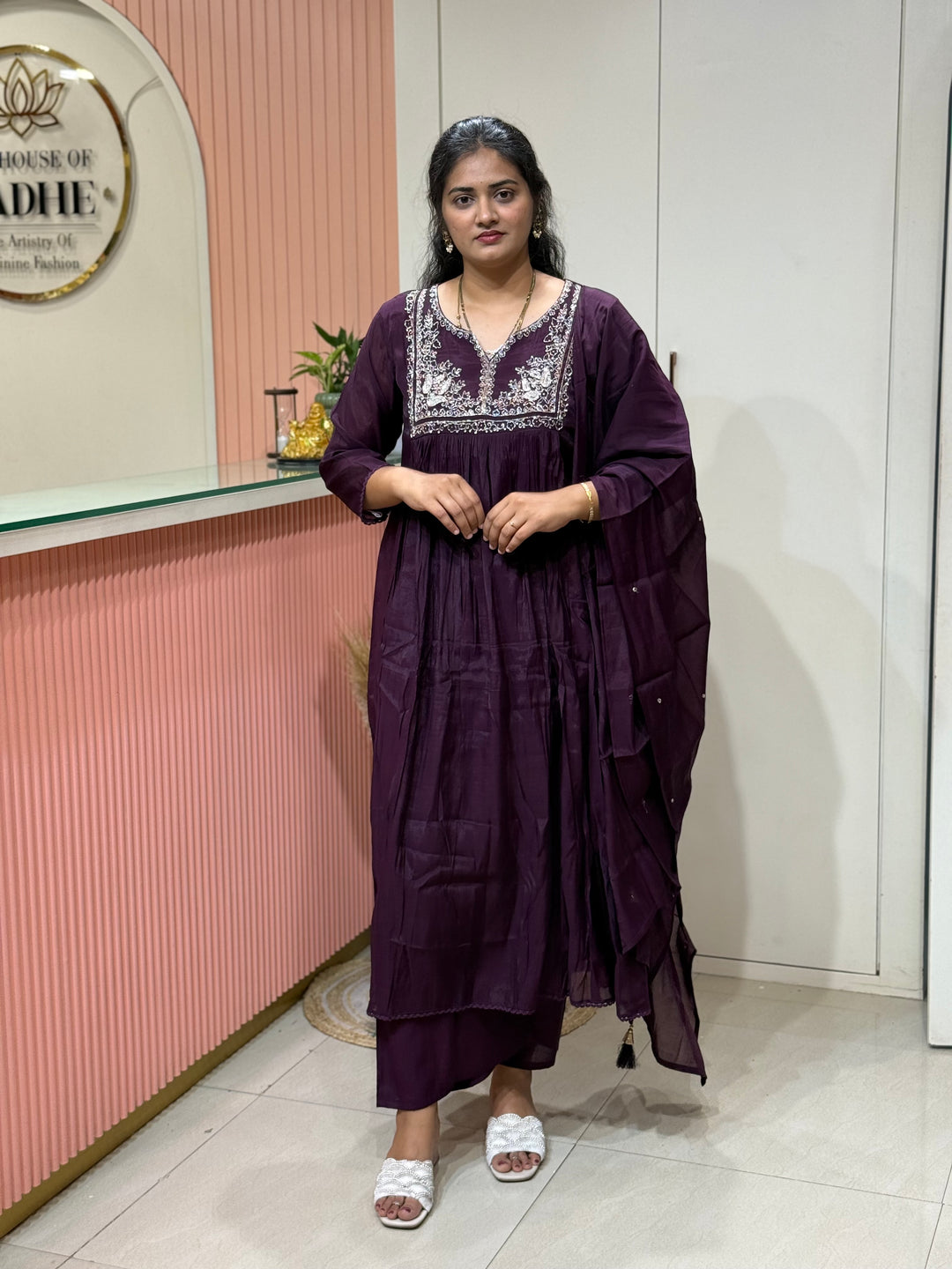 Mul Chanderi Collection with Handwork ( Cotton Lining )| R217