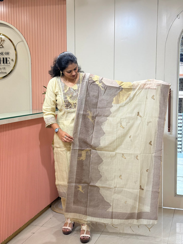 Pure Jamdhani Designer 3 Pcs Set Collection (Cotton Lining)| R211