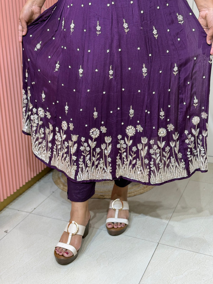 Pure Chinon Festive Collection | Full Handwork, Sequin &amp; Cut Dana | R177