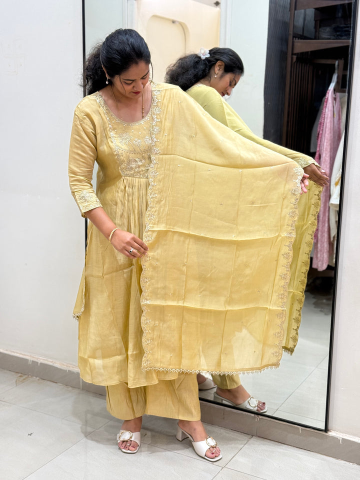 Mul Chanderi 3Pcs Set Collection (Cotton Lining )| R209
