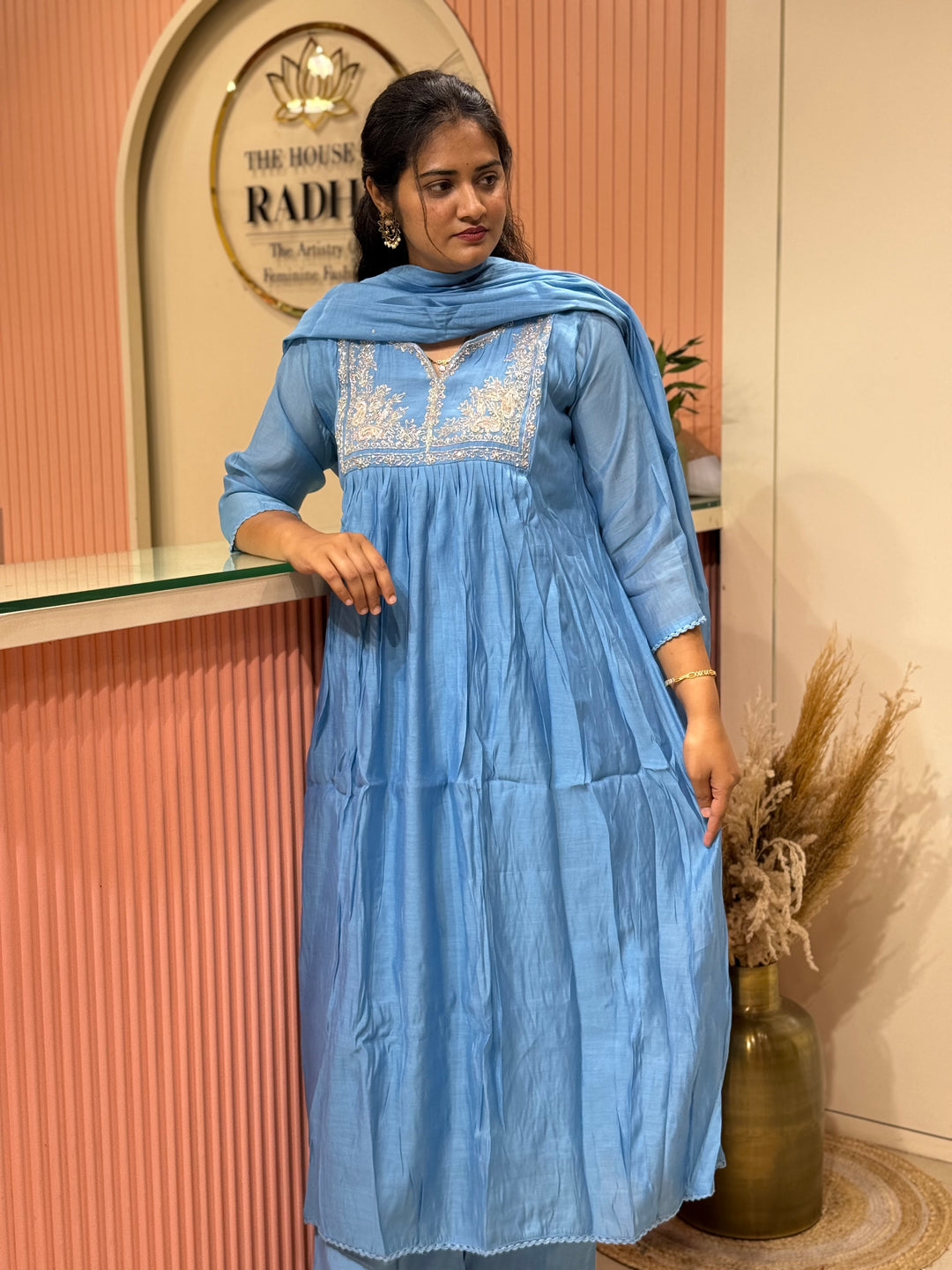 Mul Chanderi Collection with Handwork ( Cotton Lining )| R217