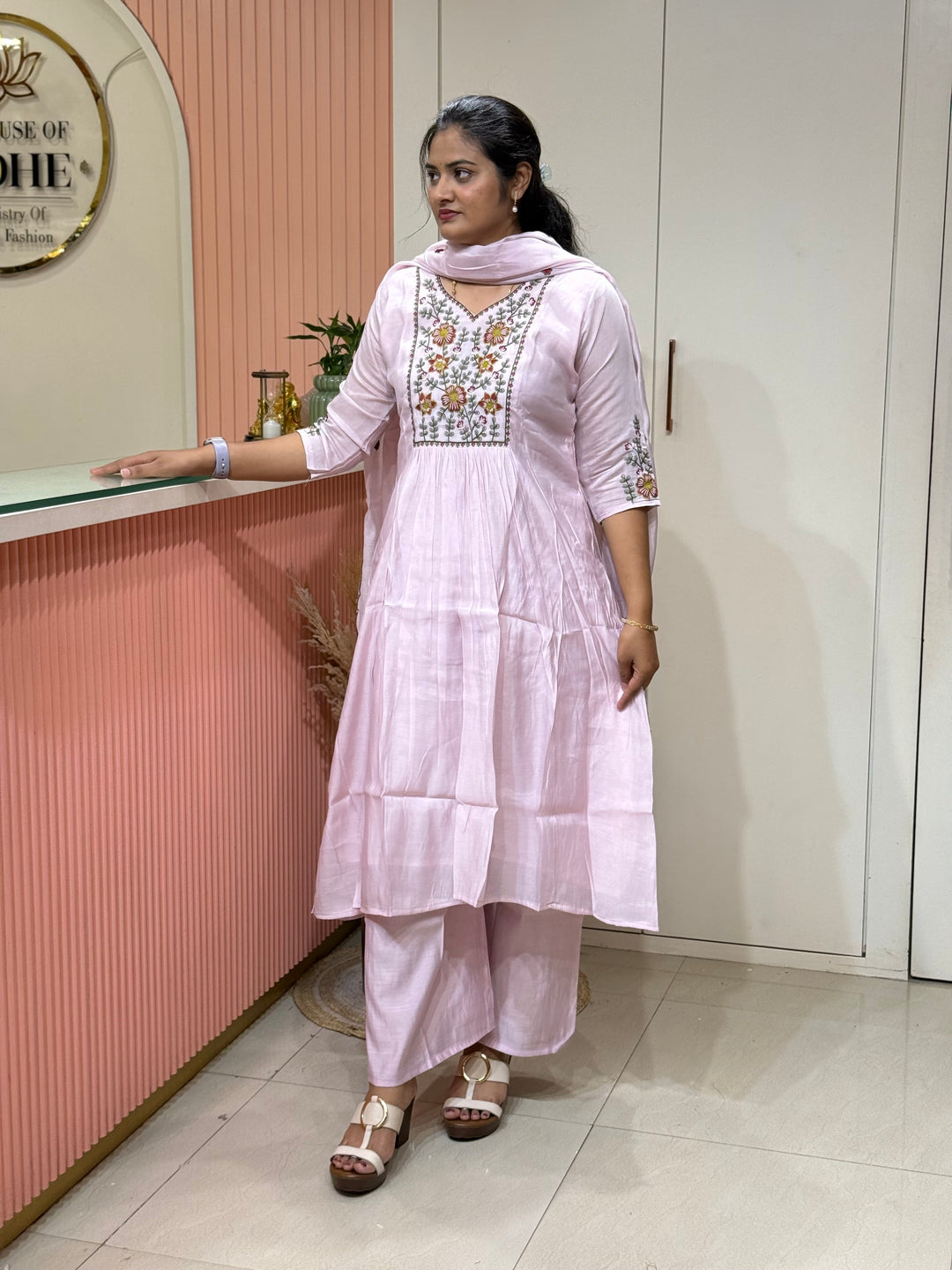 Mul Chanderi Collection with Embroidery work (Cotton Lining)| R204