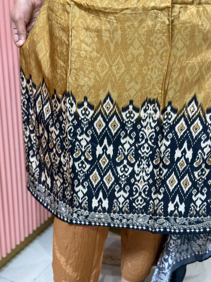 Tusser fabric with Ikkat design Collection (Cotton Lining )| R227