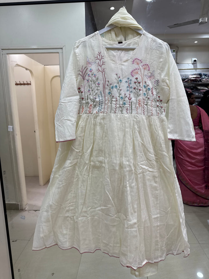 Pure Mul Cotton with Embroidery Work (Cotton Lining)  | R168
