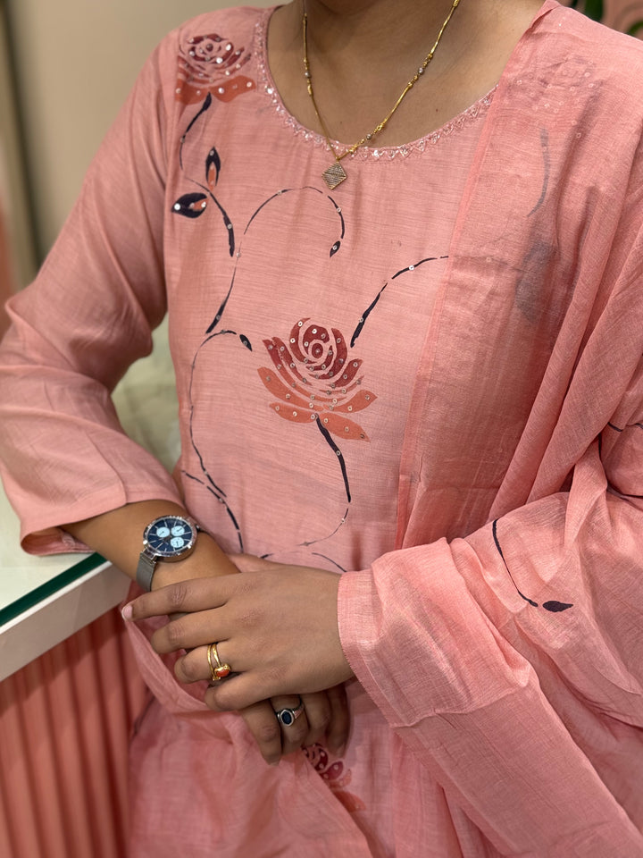 Premium Mul Chanderi Collection with Floral Work | R217