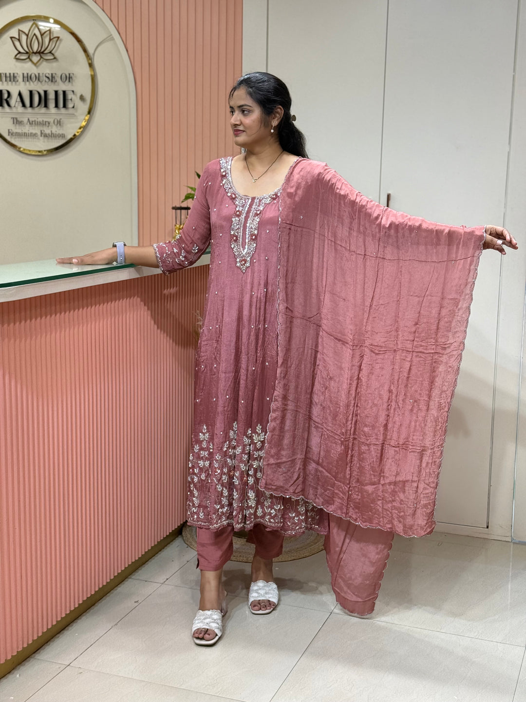 Pure Chinon Festive Collection | Full Handwork, Sequin &amp; Cut Dana | R177