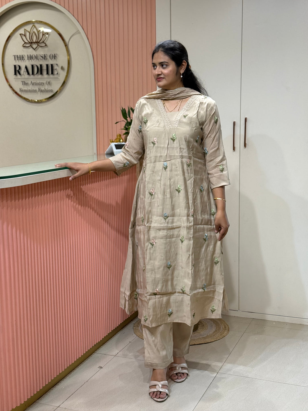 Mul Chanderi with Beautiful  Embroidery work| R209