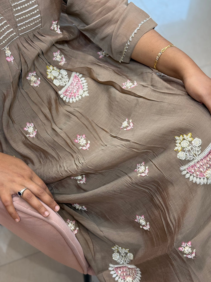 Pure Mul Chanderi handwork collection A Line Pattern | R229