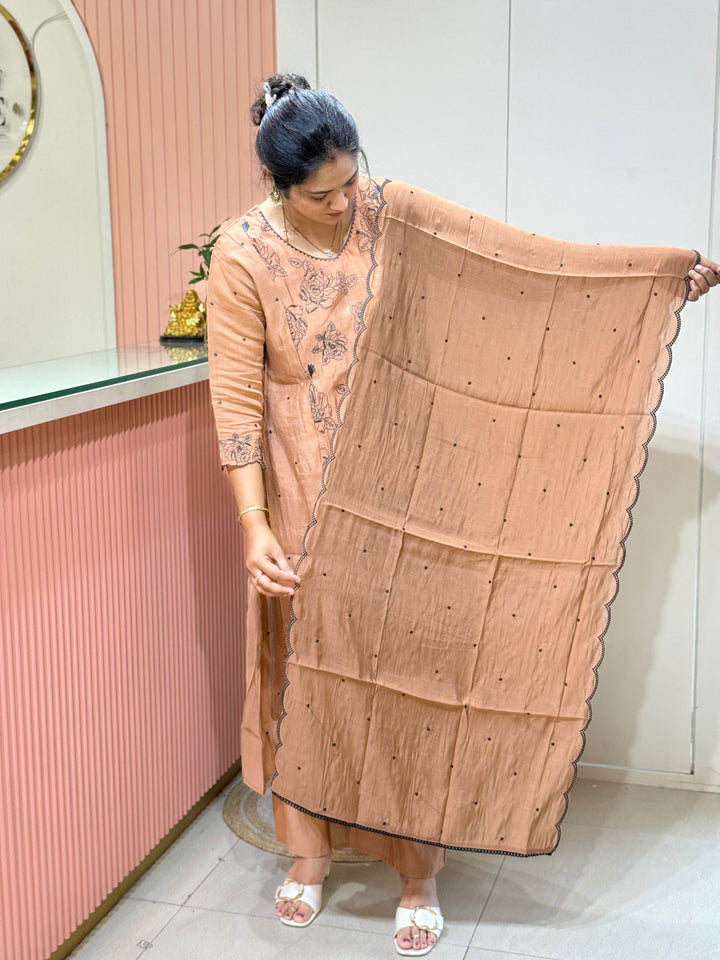 Mul Chanderi with Embroidery Work (Cotton Lining) | R138