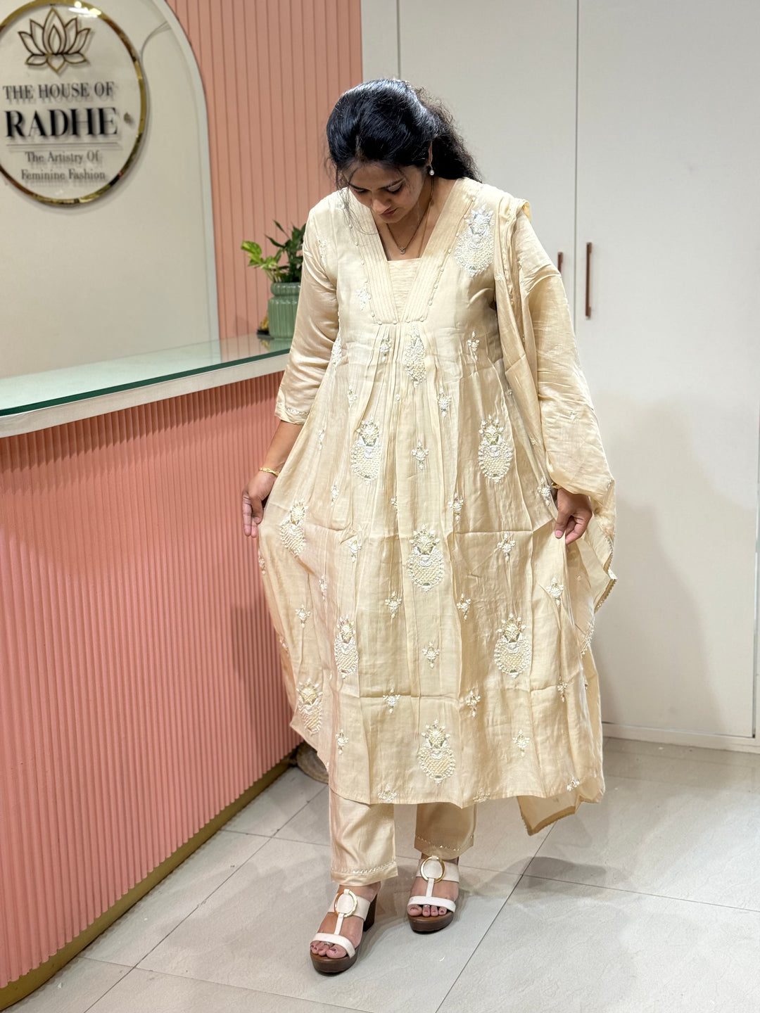 Pure Mul Chanderi handwork collection A Line Pattern | R229
